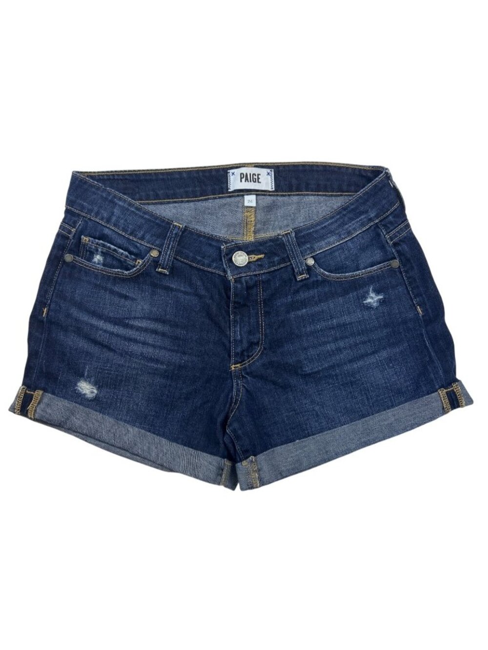 PAIGE Jimmy Jimmy Denim Shorts Women's 24 Low Rise Distressed Cutoff Hem